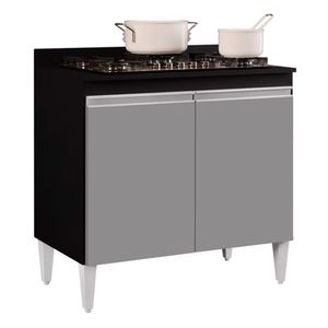 Balcão Para Cooktop 2S Brenda 80Cm Preto Cinza