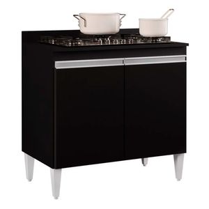 Balcão Para Cooktop 2S Brenda 80Cm Preto