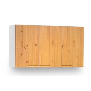 Armário Aéreo 120Cm 3 Portas Madeira Maciça/Mdf Ikigai Artemobili Branco/Carvalho