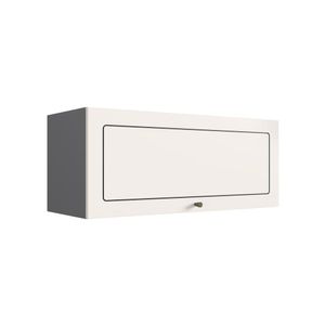 Armário Aéreo Para Cozinha 80Cm 1 Porta Roma Edez Grafite/Branco