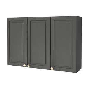 Armário Aéreo 3 Portas 120Cm Fechado Paris Indekes Chumbo