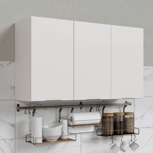 Armário Aéreo 3 Portas Ipanema Branco/Branco
