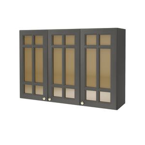 Armário Aéreo 3 Portas 120Cm Com Vidro Paris Indekes Chumbo