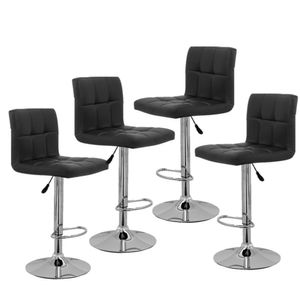 Kit Com 4 Banquetas Gomos Confort , Giratoria, Com Regulagem De Altura Preta