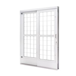 Porta De Aço De Correr E Postigo 215x160cm 2 Folhas Com Grade Quadriculada Qualitysol Ramassol Branco
