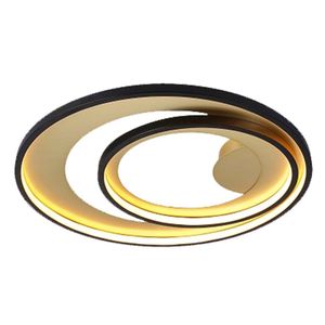 Plafon De Sobrepor Loop 1x48w 3000k 1500 Lúmens Hm008bg Bella Iluminação Preto/dourado