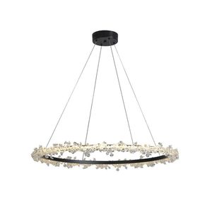 Pendente Aster 80x8cm 1 Led 37w 3000k 2775 Lúmens Ip20 Oc025b Bella Iluminação Preto