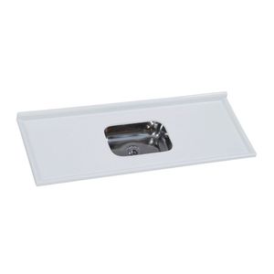 Pia De Cozinha Em Mármore Sintético Com Cuba Em Aço Inox 150Cmx55Cm Aj Rorato Gelo