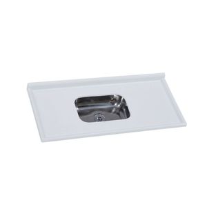 Pia De Cozinha Em Mármore Sintético Com Cuba Em Aço Inox 120Cmx55Cm Aj Rorato Gelo