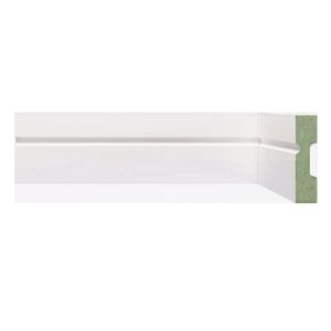 Kit Rodapé De Mdf 5cm X 15mm X 2,40m 10 Barras Com Friso Resistente A Umidade 503 Moldufama Branco