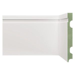 Kit Rodapé De Mdf 15cm X 15mm X 2,40m 10 Barras Com Friso Resistente A Umidade 1502 Moldufama Branco