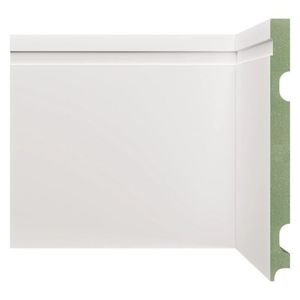 Kit Rodapé De Mdf 20cm X 15mm X 2,40m 10 Barras Com Friso Resistente A Umidade 2002 Moldufama Branco