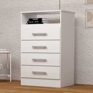 Cômoda Gaveteiro 4 Gavetas 100% Mdf Jéssica Acp Móveis Branco/rosa/azul