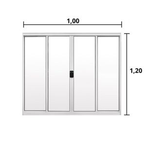 Janela De Alumínio De Correr 120x100cm 4 Folhas Hale Esquadrias Branco