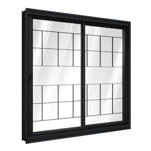 Janela De Aço De Correr Lateral 1 Folha Móvel E 1 Folha Fixa Com Grade Quadrada 100x100cm Aço Pronto Riobras Preto