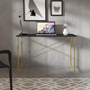 Escrivaninha Steel 76 Cm Estilo Industrial Com Pés Em Aço Dourado/preto Dourado/preto
