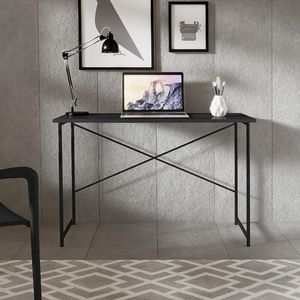 Escrivaninha Steel 76 Cm Estilo Industrial Com Pés Em Aço Preto/preto Preto/preto