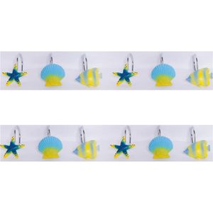 Gancho Para Cortina Vizapi Em Poliresina - 12 Peças! Azul E Amarelo
