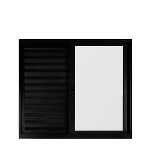 Janela De Alumínio Veneziana 100x100cm 3 Folhas Suprema Preto