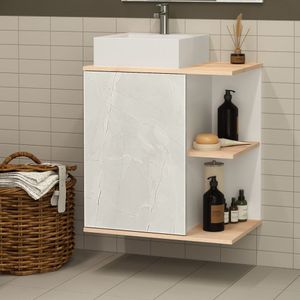 Gabinete Para Banheiro Sem Cuba 60cm Báltico Móveis Bosi Cristal/faia