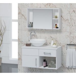 Conjunto Gabinete Para Banheiro Com Cuba E Espelheira Stilo Contarini Branco