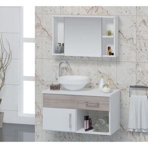 Conjunto Gabinete Para Banheiro Com Cuba E Espelheira Stilo Contarini Ciliegio