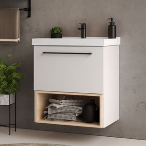 Gabinete Para Banheiro 60cm Gales Móveis Bosi Branco/faia