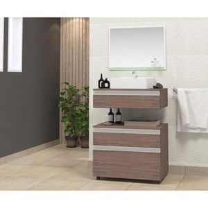 Gabinete Para Banheiro Com Cuba E Espelheira 60cm Safira Contarini Rústico
