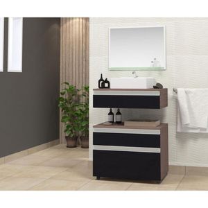 Gabinete Para Banheiro Com Cuba E Espelheira 60cm Safira Contarini Preto