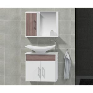 Conjunto Gabinete Para Banheiro Com Cuba E Espelheira Bali Contarini Rústico