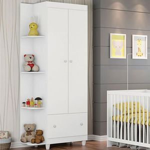 Guarda Roupa Quarto Infantil Gutti Com 2 Portas E 1 Gaveta Branco Branco