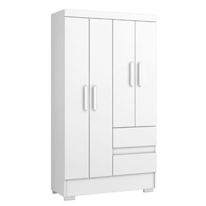 Guarda Roupas Solteiro Juvenil 4 Portas 2 Gavetas Branco Coimbra Aramóveis Branco