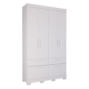 Guarda Roupa 4 Portas 3 Gavetas 1 Basculante 100% Mdf Porto Panan Branco