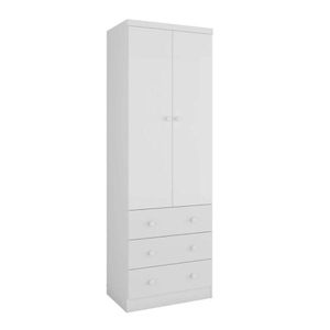 Guarda-Roupa Infantil 2 Portas E 3 Gavetas Smim New Móveis Peroba Branco Brilho