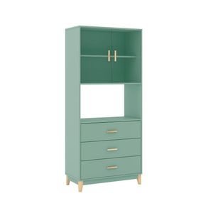 Cristaleira Legno 3 Gavetas 2 Portas 800X1800X400 Mm Movelbento Oliva Oliva