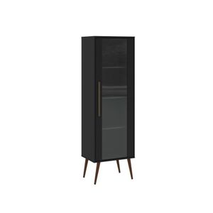 Cristaleira Retro 1 Porta 540X1710X370 Mm Movelbento Preto Preto