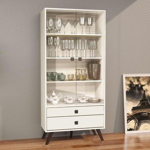 Cristaleira 2 Portas 2 Gavetas 800X1730X385 Mm Movelbento Off White Off White