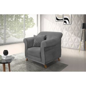 Poltrona Suede Arras Spezzia Decor Cinza