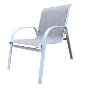 Poltrona Para Jardim Alumínio Com Tela Cannes Portinaty Branco/bege Mesclado