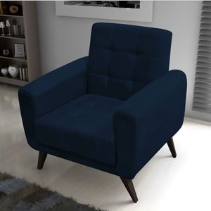 Poltrona Para Sala De Estar Em Veludo Lívia Matrix Veludo//light Chumbo