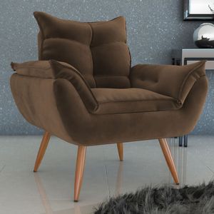 Poltrona Para Sala De Estar Tóquio Matrix Veludo/marrom