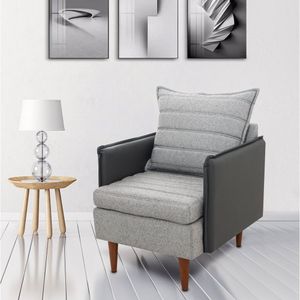 Poltrona Decorativa Em Jacquard Dominic Hellen Estofados Cinza