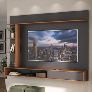 Painel Para Tv Até 60" 1 Porta 1 Nicho Grafite/Nogal