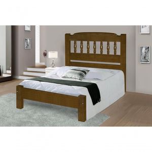 Cama Queen Size Roma De Madeira Maciça Angelim Pedra/tauari - Cor Imbuia
