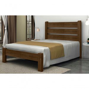 Cama Queen Size Maiorca De Madeira Maciça Angelim Pedra/tauari - Cor Imbuia