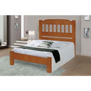 Cama De Casal Roma De Madeira Maciça Angelim Pedra/tauari - Cor Mel