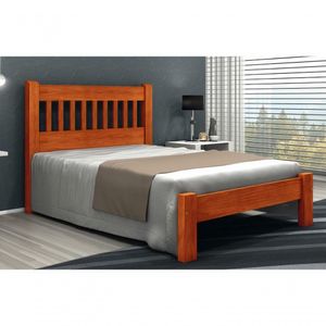 Cama De Casal Pérola De Madeira Maciça Angelim Pedra/tauari - Cor Mel
