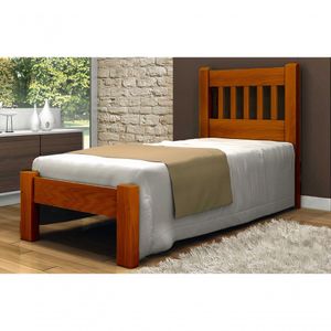 Cama Solteirão (solteiro Extra) Pérola De Madeira Maciça Angelim Pedra/tauari - Cor Mel