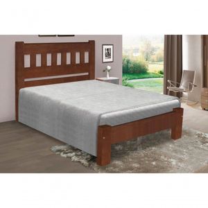 Cama De Casal Madri De Madeira Maciça Angelim Pedra/tauari - Cor Castanho