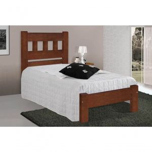 Cama De Solteiro Madri De Madeira Maciça Angelim Pedra/tauari - Cor Castanho
